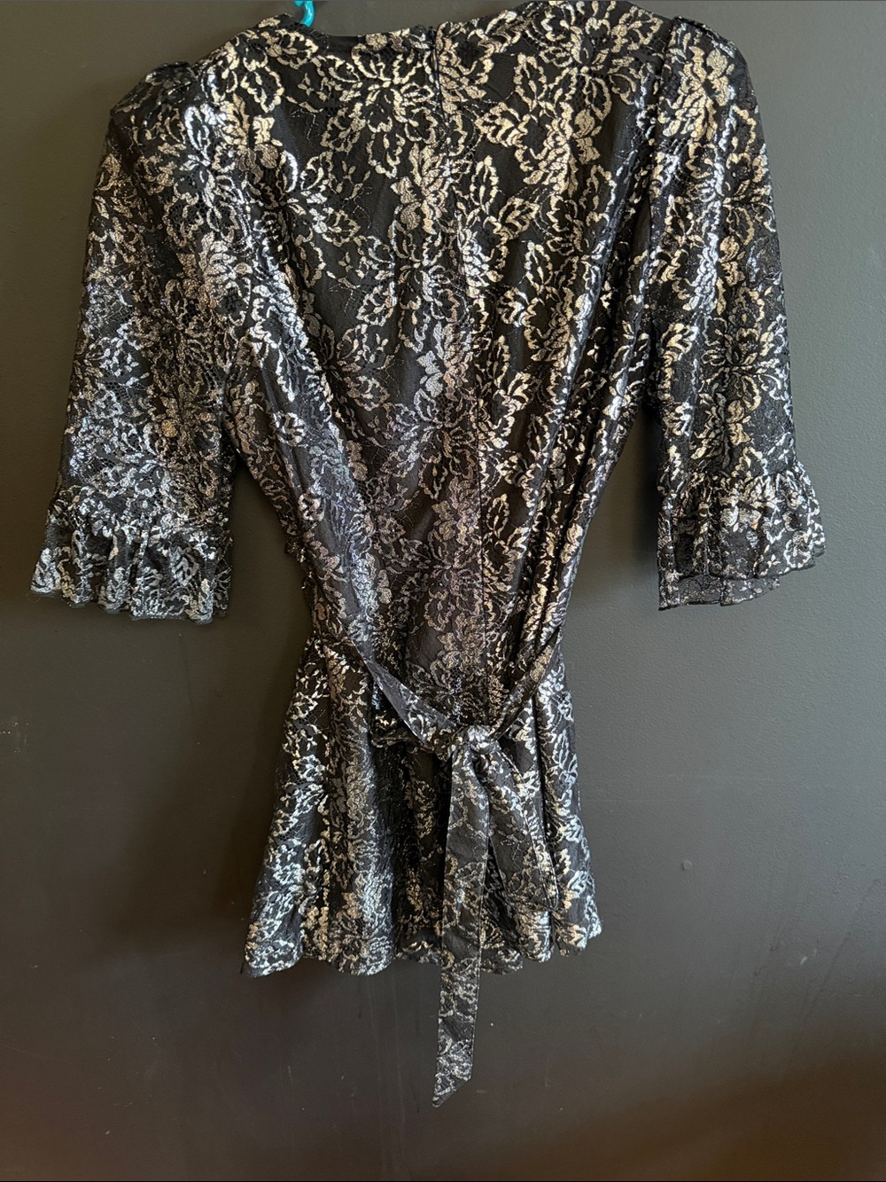 H&M x The Vampire’s Wife Black & Silver Lace-Pattern Women's Dress - Picture 6 of 7